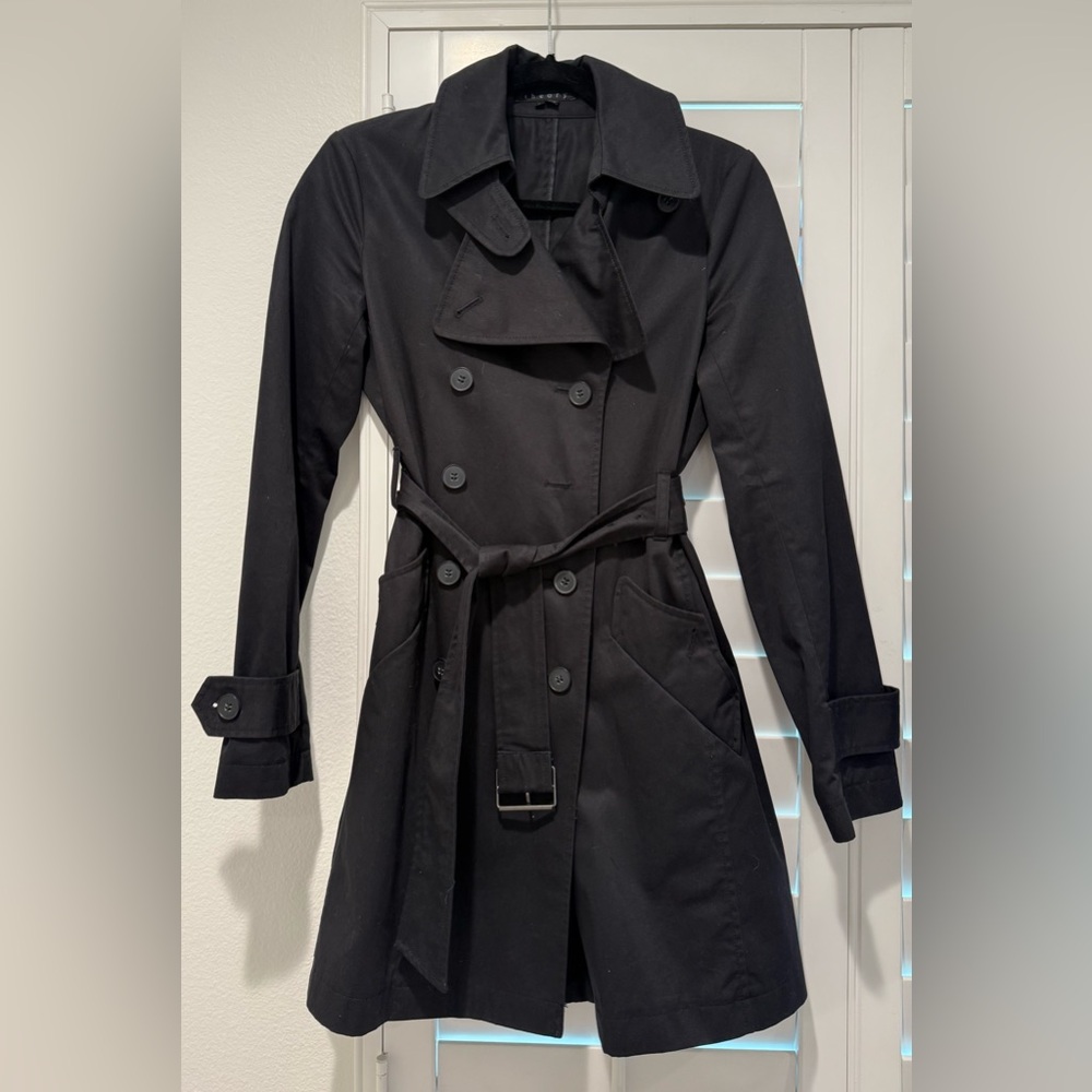 THEORY Alexia Black Trench Coat